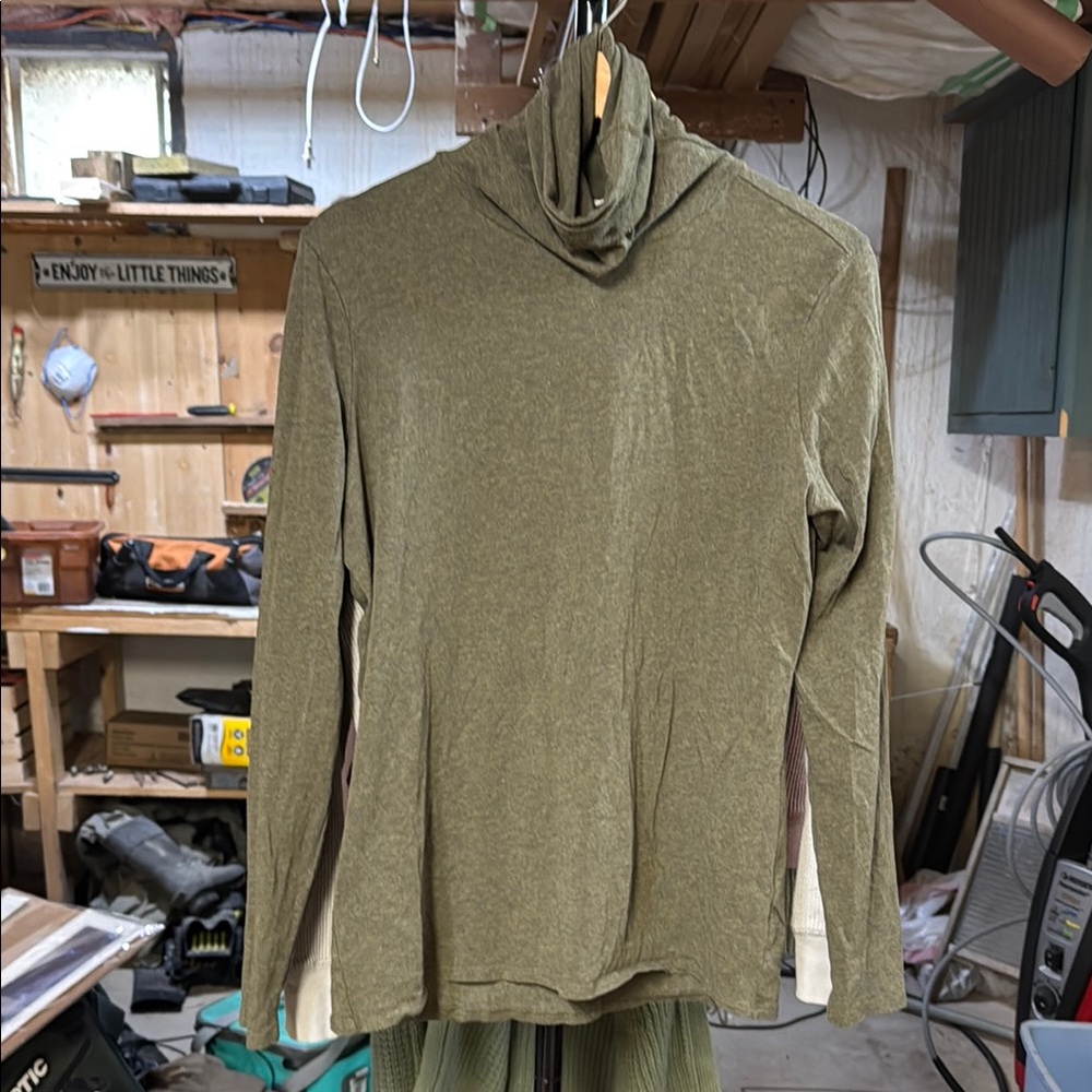 Peruvian Connection Olive Green Turtleneck Long Sleeve Top
